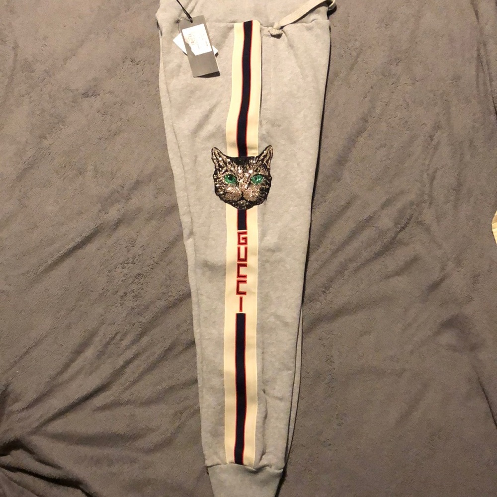 Brand New Gucci Women’s Sequin Cat Sweatpants Sz S